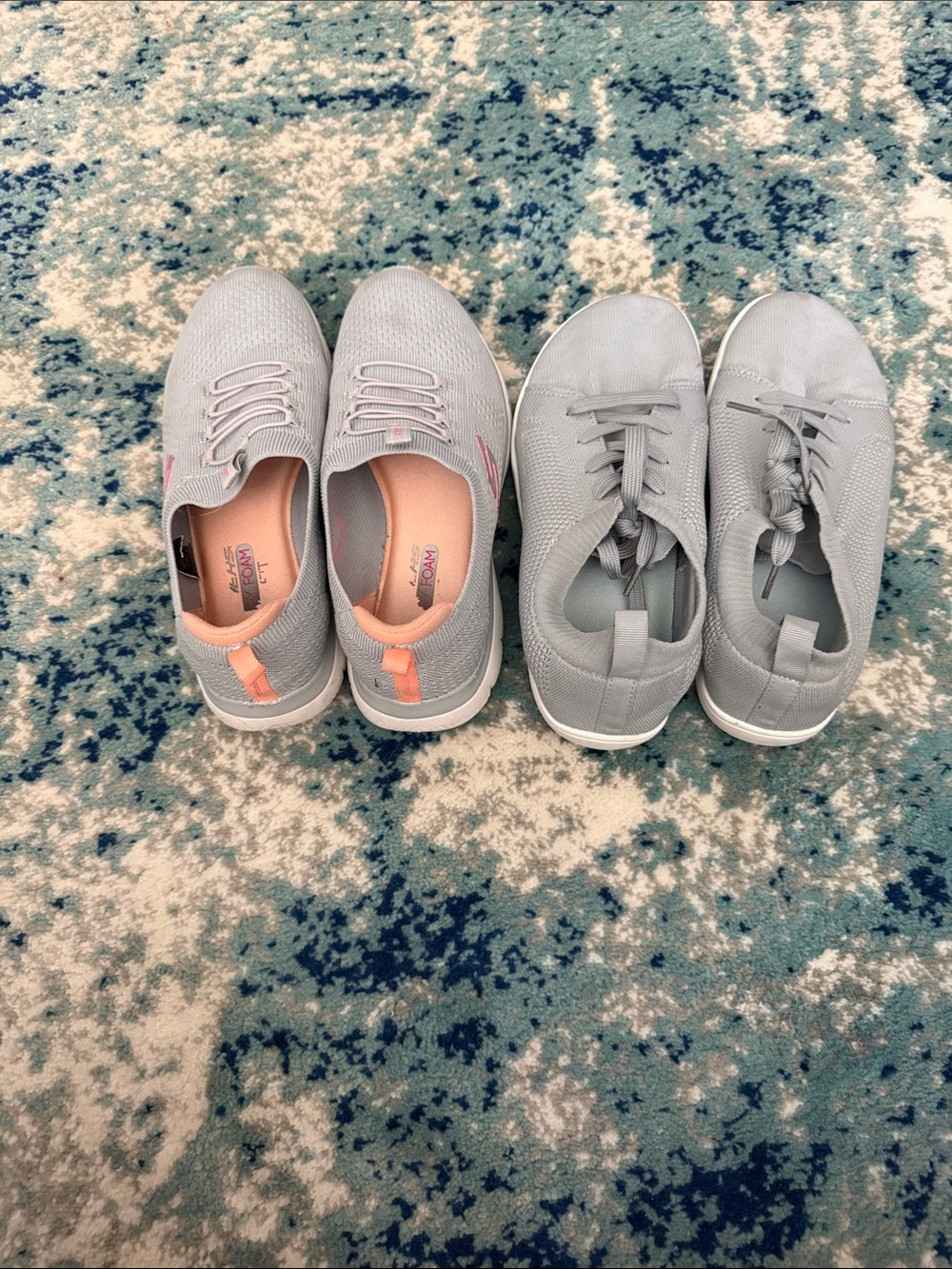 Skechers Women's Light Gray Knit Slip-On Sneakers with Pink Accent